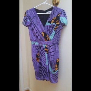 Tibi purple pattern dress w pockets size 2
